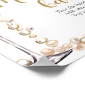 金ゴールドパール&プロセッコシャンパンミモサバー標識 ポスター (角)