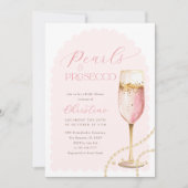 金ゴールドパール&プロセッコピンクブライダルシャワー 招待状 (正面)