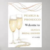 金ゴールドパール&プロセッコブライダルシャワーウェルカムサイン ポスター (正面)