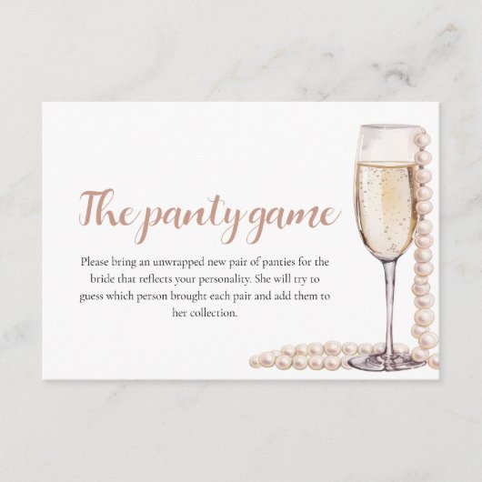 金ゴールドパール&プロセッコブライダルシャワーパンティゲーム エンクロージャーカード (正面)