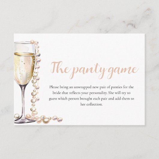 金ゴールドパール&プロセッコブライダルシャワーパンティゲーム エンクロージャーカード (正面)