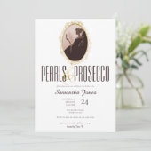 金ゴールドパール&プロセッコブランチバブリーブライダルシャワー 招待状 (スタンド正面)