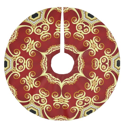 金ゴールドパール:装飾的なフレームイラストレーション。 ブラッシュドポリエステルツリースカート (正面)