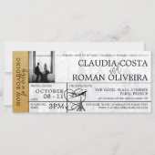 金ゴールドパ結婚リズボーディングパス招待状 (正面)