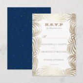金ゴールドパ離れームズとネイビーバックビーチRSVP 出欠カード (正面/裏面)