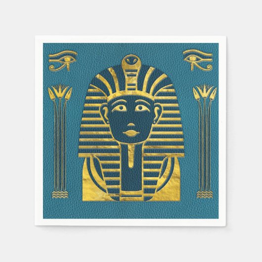 金ゴールドヒエログリフ付きスフィンクス スタンダードカクテルナプキン (正面)