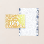 金ゴールドヒッピーヴィンテージフローラルパターン60誕生日C 箔カード (ディスプレー)