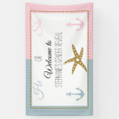 金ゴールドヒトデとピンク、青いいかり性別の表示 横断幕 (縦)