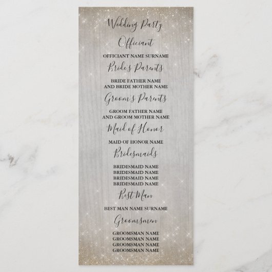 金ゴールドヒトデのカップルビーチ結婚式プログラム プログラム (裏面)