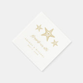 金ゴールドヒトデめでたい時々ビーチ結婚式 スタンダードカクテルナプキン (角)
