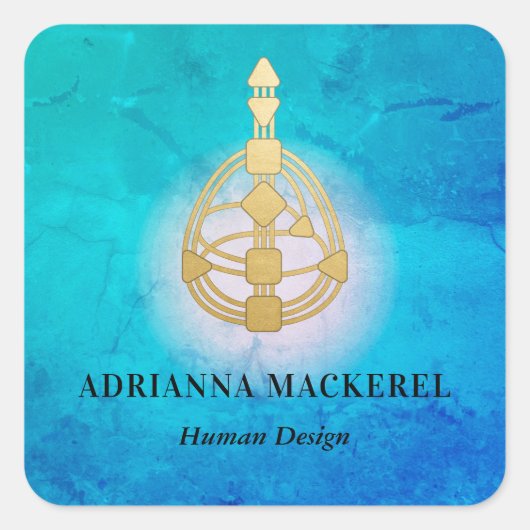 金ゴールドヒトデザイン体グラフ正方形ステッカー スクエアシール (正面)