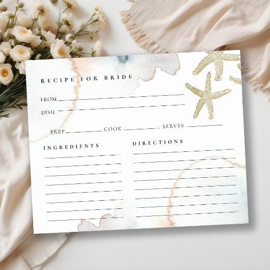 金ゴールドヒトデレシピ花嫁ブライダルシャワーカード