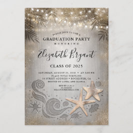 金ゴールドヒトデ熱帯ビーチライト卒業 招待状