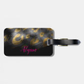 金ゴールドヒョウのチータエキゾチックプリントブラックシャドウ ラゲッジタグ (裏面横)