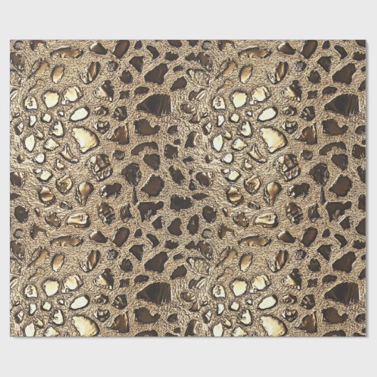 金ゴールドヒョウのメタリックスポット ラッピングペーパー (フラット)