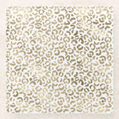 金ゴールドヒョウアニマルプリント ガラスコースター (正面)