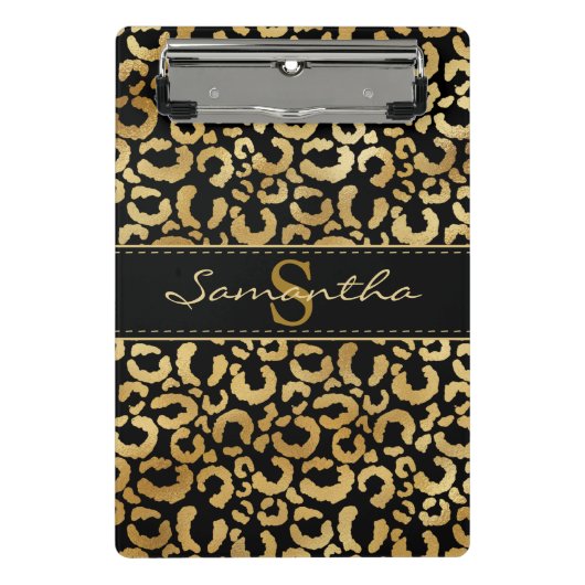 金ゴールドヒョウカスタム柄 ミニクリップボード (正面)