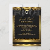 金ゴールドヒョウハイヒールシューブラック誕生日パーティー 招待状 (裏面)