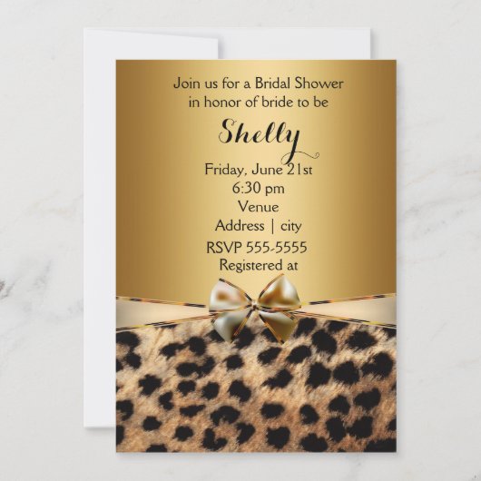 金ゴールドヒョウプリントボウパーティの招待状 招待状 (正面)