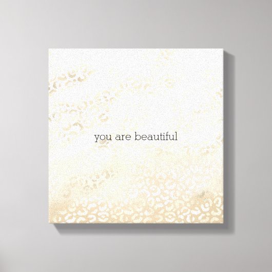 金ゴールドヒョウ印刷カーキクリームベージュウォーター色 キャンバスプリント (正面)