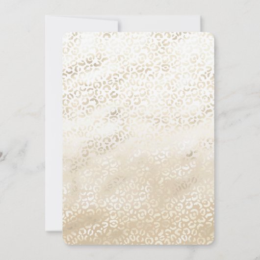 金ゴールドヒョウ印刷カーキクリームベージュウォーター色 招待状 (裏面)