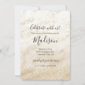 金ゴールドヒョウ印刷カーキクリームベージュウォーター色 招待状 (正面)