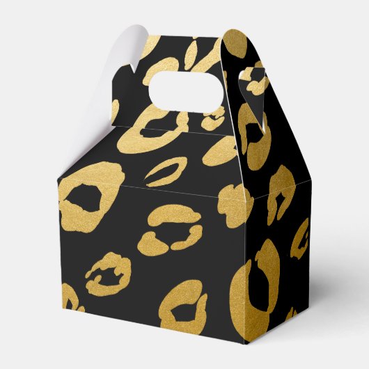 金ゴールドヒョウ印刷バースデーパーティーの好意ボックス フェイバーボックス (正面サイド)