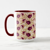 金ゴールドヒョウ印刷ピンクローズフローラハート マグカップ (左)