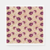 金ゴールドヒョウ印刷ピンクローズ花模様 スタンダードランチョンナプキン (正面)