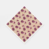 金ゴールドヒョウ印刷ピンクローズ花模様 スタンダードランチョンナプキン (角)