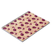 金ゴールドヒョウ印刷ピンクローズ花模様 ノートブック (左側)