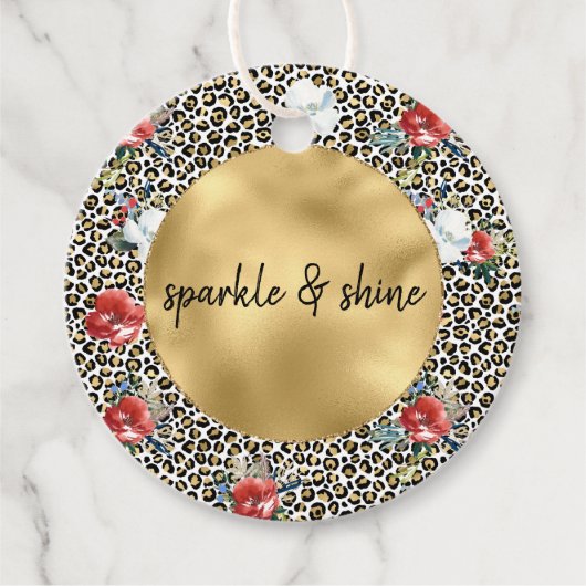 金ゴールドヒョウ印刷フローラパーソナライズされた引用文 フェイバータグ (正面)