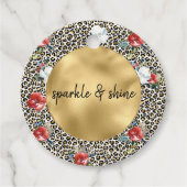 金ゴールドヒョウ印刷フローラパーソナライズされた引用文 フェイバータグ (正面)