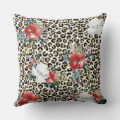 金ゴールドヒョウ印刷用レッドホワイトフローラ クッション (裏面)