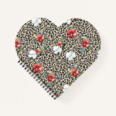 金ゴールドヒョウ印刷用レッドホワイトフローラ ノートブック (正面)