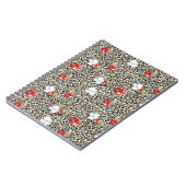 金ゴールドヒョウ印刷用レッドホワイトフローラ ノートブック (左側)