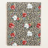 金ゴールドヒョウ印刷用レッドホワイトフローラ プランナー手帳 (正面)