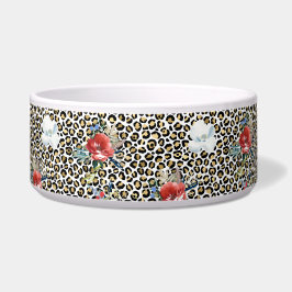 金ゴールドヒョウ印刷用レッドホワイトフローラ ボウル