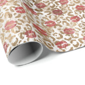 金ゴールドヒョウ柄の赤い唇 ラッピングペーパー (ロールコーナー)