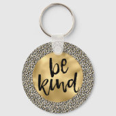 金ゴールドヒョウ柄Be親切な感動的引用文 キーホルダー (正面)