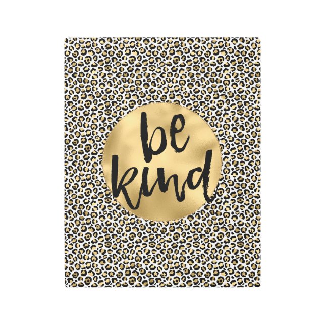 金ゴールドヒョウ柄Be Kind メタルプリント (正面)
