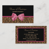 金ゴールドヒョウ毛皮シックモーヴピンクボウブティック 名刺 (正面/裏面)