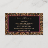 金ゴールドヒョウ毛皮シックモーヴピンクボウブティック 名刺 (裏面)