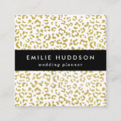 金ゴールドヒョウ、金ゴールドグリッター、ヒョウ印刷 スクエア名刺 (正面)