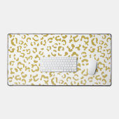 金ゴールドヒョウ、金ゴールドグリッター、ヒョウ印刷 デスクマット (キーボード&マウス)