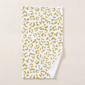 金ゴールドヒョウ、金ゴールドグリッター、ヒョウ印刷 バスタオルセット (ハンドタオル)