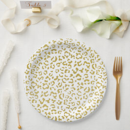 金ゴールドヒョウ、金ゴールドグリッター、ヒョウ印刷 ペーパープレート