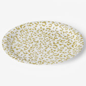 金ゴールドヒョウ、金ゴールドグリッター、ヒョウ印刷 ペーパープレート (アングル)