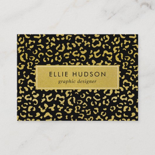金ゴールドヒョウ、金ゴールドグリッター、ヒョウ印刷 名刺 (正面)