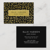 金ゴールドヒョウ、金ゴールドグリッター、ヒョウ印刷 名刺 (正面/裏面)